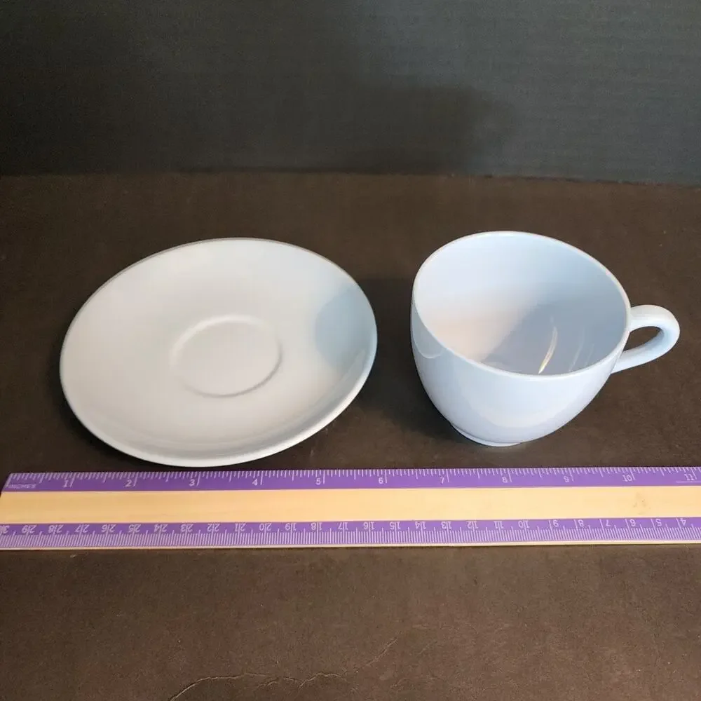 Spode-English Lavender-Solid Light Blue Porcelain Teacup and Saucer Set